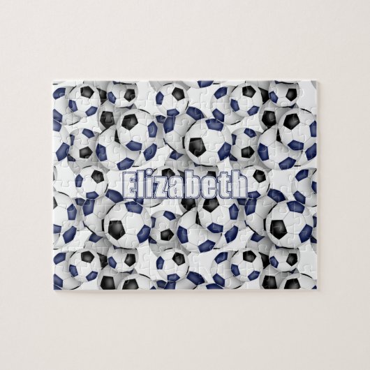 blauw zwart team kleuren jongens voetbal legpuzzel (Horizontaal)