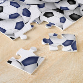 blauw zwart team kleuren jongens voetbal legpuzzel (Zijkant)