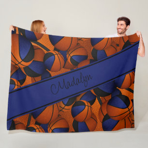 blauw zwart team kleuren meisjes basketbal kamer fleece deken