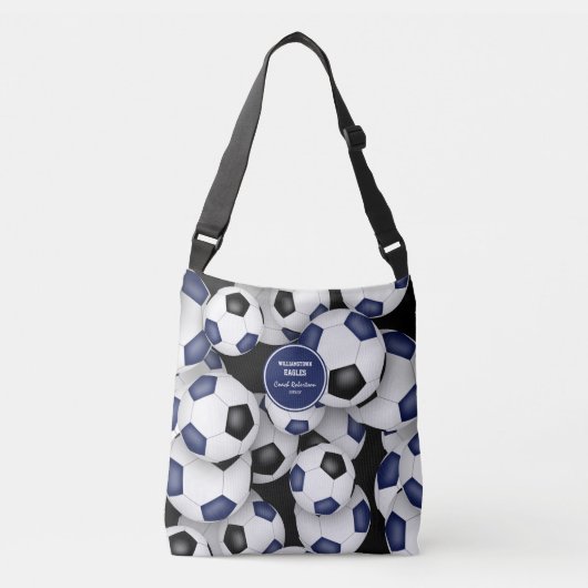 Blauw Zwart Team Kleuren voetbal coach Crossbody Tas (Voorkant)