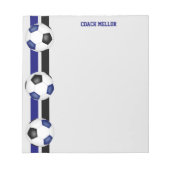 Blauw Zwart Team Kleuren voetbal coach Custom Notitieblok (Voorkant)