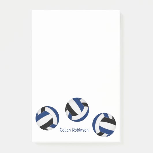 Blauw zwart team kleuren volleybal coach post-it® notes (Voorkant)