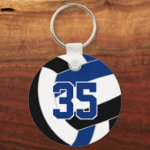 blauw zwart team kleuren volleybal speler sleutelhanger (Voorkant)