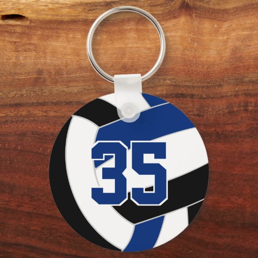 blauw zwart team kleuren volleybal speler sleutelhanger (Voorkant)
