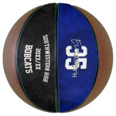 Blauw Zwart Team Naam Einde van het seizoen Cadeau Basketbal (Verticaal)