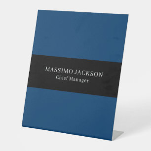 Blauw Zwart Trendy Eenvoudig Minimalistisch Profes Reclamebord Met Voetstuk