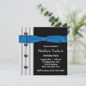 Blauw Zwart Tuxedo Bow Stropdas Mannen Verjaardags Kaart (Staand voorkant)