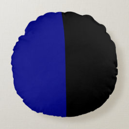 Blauw Zwart Twee kleuren Tone Half Split Rond Kussen