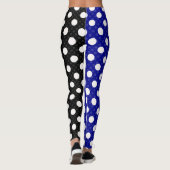 Blauw Zwart Twee Tone Split Polka Dots Leggings (Achterkant)