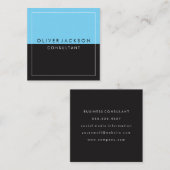 Blauw Zwart Twee Toon met Witte Rand Vierkante Visitekaartje (Voorkant / Achterkant)