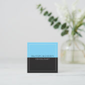 Blauw Zwart Twee Toon met Witte Rand Vierkante Visitekaartje (Staand voorkant)