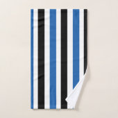 Blauw Zwart Verticaal Streepjespatroon Bad Handdoek (Handdoek)
