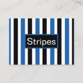 Blauw Zwart Verticaal Streepjespatroon Visitekaartje (Voorkant)