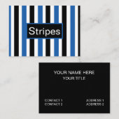 Blauw Zwart Verticaal Streepjespatroon Visitekaartje (Voorkant / Achterkant)