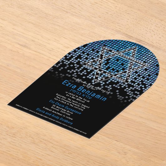 Blauw Zwart Videogame Gamer Bar Mitzvah Acryl Uitnodigingen (Laagn)