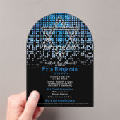 Blauw Zwart Videogame Gamer Bar Mitzvah Acryl Uitnodigingen (Insitu (Draagbaar))