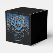 Blauw Zwart Videogame Gamer Bar Mitzvah Bedankdoosjes (Achterkant)