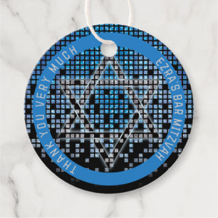 Blauw Zwart Videogame Gamer Bar Mitzvah Bedankjes Labels