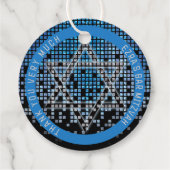 Blauw Zwart Videogame Gamer Bar Mitzvah Bedankjes Labels (Achterkant)