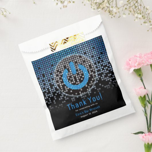 Blauw Zwart Videogame Gamer Bar Mitzvah Bedankzakje (Gezegeld)
