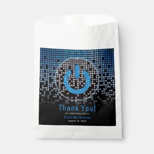 Blauw Zwart Videogame Gamer Bar Mitzvah Bedankzakje (Voorkant)