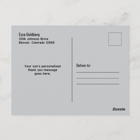 Blauw Zwart Videogame Gamer Bar Mitzvah Dank u Briefkaart (Achterkant)