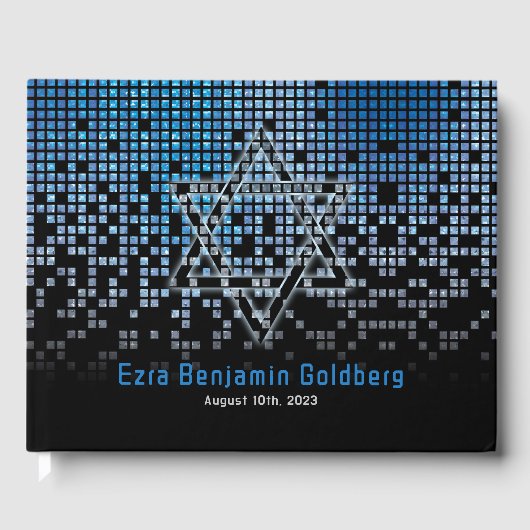 Blauw Zwart Videogame Gamer Bar Mitzvah Gastenboek (Voorkant)