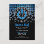 Blauw Zwart Videogame Gamer Bar Mitzvah Informatiekaartje (Voorkant)