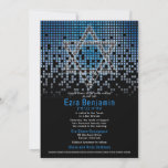 Blauw Zwart Videogame Gamer Bar Mitzvah Kaart<br><div class="desc">Blauw, zwart en grijs (grijs) regenende pixel gamer of videogame Bar Mitzvah uitnodiging. Deze niet-traditionele gamer geïnspireerde video gaming design beschikt over een Joodse Star of David. Er zijn ook blauwe en grijze (grijze) raining of cascading digitale stijl computer pixels langs de bovenkant van de uitnodiging. De lettertypen zijn techno-computerstijl....</div>