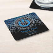 Blauw Zwart Videogame Gamer Bar Mitzvah Kartonnen Onderzetters (Schuin)