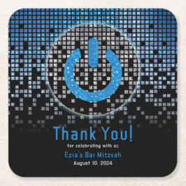 Blauw Zwart Videogame Gamer Bar Mitzvah Kartonnen Onderzetters