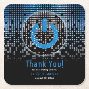 Blauw Zwart Videogame Gamer Bar Mitzvah Kartonnen Onderzetters