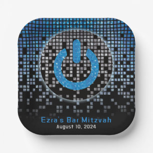 Blauw Zwart Videogame Gamer Bar Mitzvah Papieren Bordje