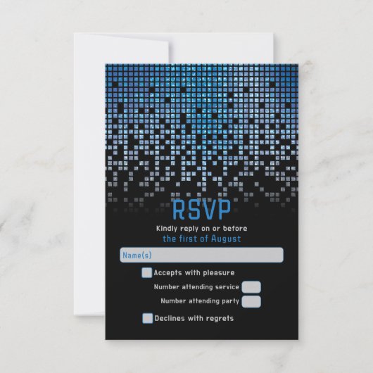 Blauw Zwart Videogame Gamer Bar Mitzvah RSVP Kaartje (Voorkant)