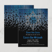 Blauw Zwart Videogame Gamer Bar Mitzvah Save The Date (Voorkant / Achterkant)