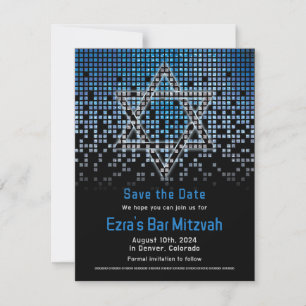 Blauw Zwart Videogame Gamer Bar Mitzvah Save The Date