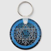 Blauw Zwart Videogame Gamer Bar Mitzvah Sleutelhanger (Achterkant)