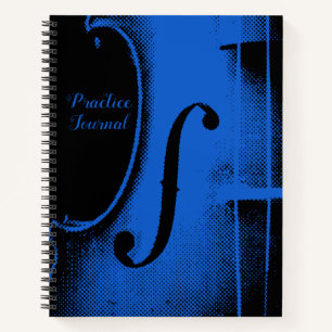 Blauw Zwart Viool Muziek Lessen Practice Journal Notitieboek