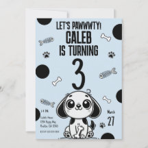 Blauw & Zwart Vis Botten Hond Puppy Verjaardagsfee