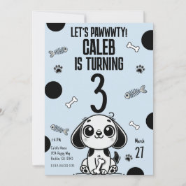 Blauw & Zwart Vis Botten Hond Puppy Verjaardagsfee Kaart