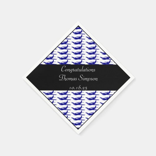 blauw zwart vliegtuigservetten servetten (Hoek)