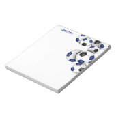Blauw Zwart voetballen accent Aangepaste naam Notitieblok (Linkerzijde)