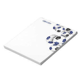Blauw Zwart voetballen accent Aangepaste naam Notitieblok