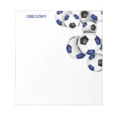 Blauw Zwart voetballen accent Aangepaste naam Notitieblok (Voorkant)