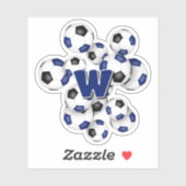 blauw zwart voetbalsticker met monogram sticker (Vel)