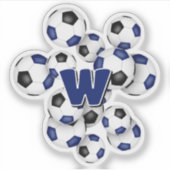 blauw zwart voetbalsticker met monogram sticker (Voorkant)