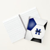 blauw zwart voetbalteam kleuren aangepast monogram notitieboek (Binnen)