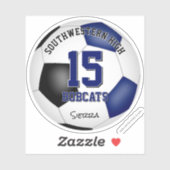 Blauw Zwart Voetbalteam Kleuren Jongens Meisjes Sticker (Vel)