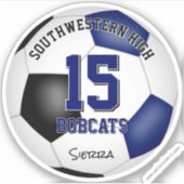Blauw Zwart Voetbalteam Kleuren Jongens Meisjes Sticker (Voorkant)