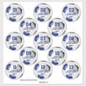 blauw zwart voetbalteam kleuren van 13 aangepaste  sticker (Vel)